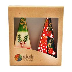 2 hand painted Christmas pyramid candles in gift box