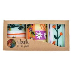 3 hand painted candles in gift box, Imbali