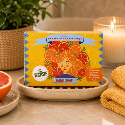NO WAY!STE Solid Hand Soap Bar Orange and Grapefruit 95g