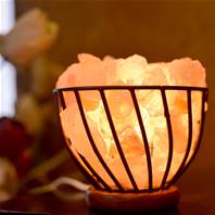Himalayan salt lamp metal bowl with chips approx 18x18cm