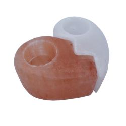 Himalayan salt t-lite holder double, heart yin yang