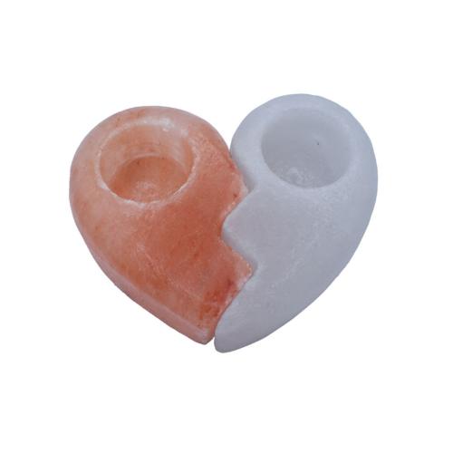 Himalayan salt t-lite holder double, heart yin yang