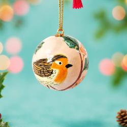 Bauble Papier Mâché Robin Design 3.5cm
