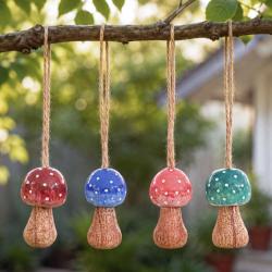 Handcrafted Woodland Toadstool Hanging Decorations - Assorted Set