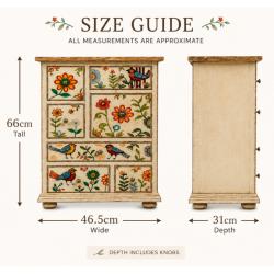 Chest of Drawers Handpainted Wood Storage Cabinet 45x30x65cm