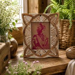 Photo Picture Frame Hand Carved Wood Cutout 5 x 7 inch Photo