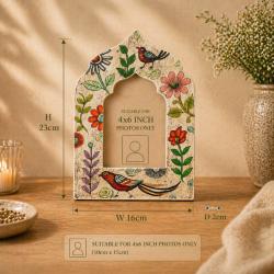 Photo Frame Hand Painted Wood Floral Arched 4x6 inch Photo