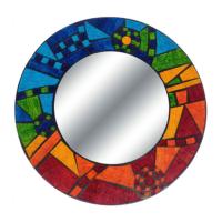 Mirror round with mosaic surround 50cm rainbow