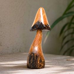 Hand-Carved Wooden Toadstool Sculpture (33cm)