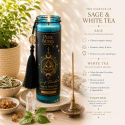 Candle in Glass Jar Esoteric Eye of Providence, Sage and White Tea 300g