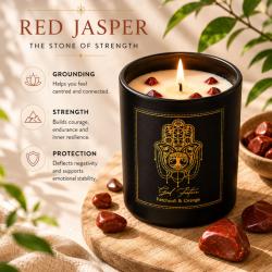 Candle with Gemstone Esoteric Good Fortune, Patchouli and Orange 120g