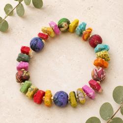 Bracelet Recycled Round + Square Beads 6.5cm
