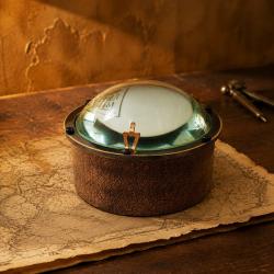 Explorer's Compass Magnifying Glass Telescope in Wooden Box