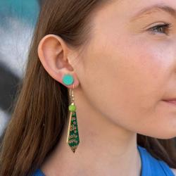 Earrings, recycled circuit board, tie shape