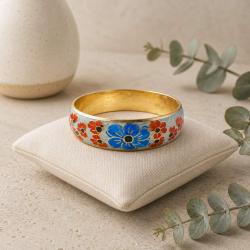 Bangle Floral Blue with Small Red Flowers