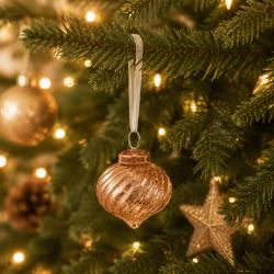 Hanging Tree Decoration Glass Swirly Copper Colour