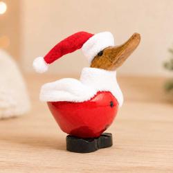 Duck Sitting Santa Bamboo Root 12cm
