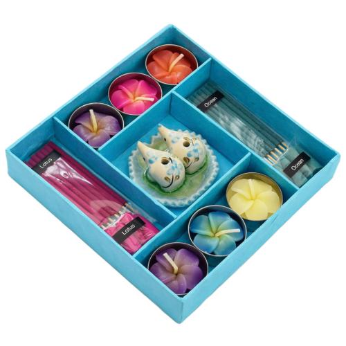 Incense and candle gift set, blue