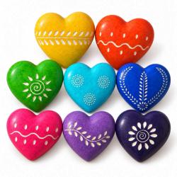 Kisii stone hearts, set of 8, assorted