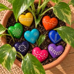 Kisii stone hearts, set of 8, assorted