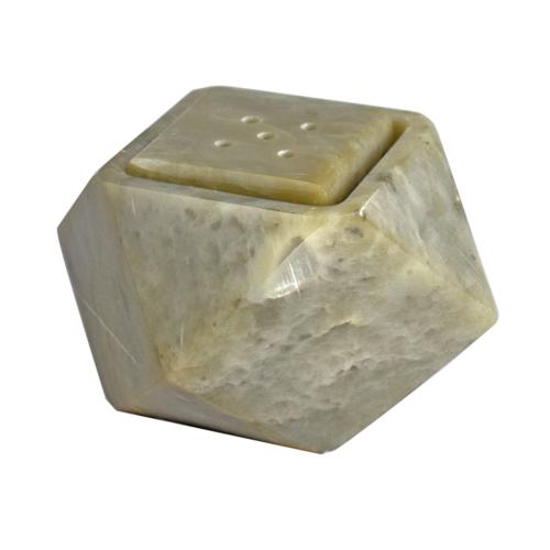 Geometric Soapstone incense/candle holder, 8 x 8cm