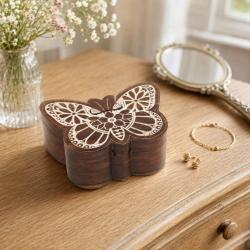 Puzzle Box Butterfly Shape Sheesham Wood 13 × 5 × 9cm