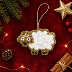 Hanging Christmas Decoration Sheep Beaded 