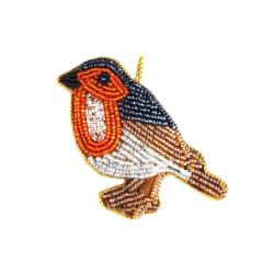 Hanging Christmas Decoration Robin Beaded 