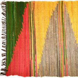 Kilim rag rug recycled cotton & polyester Aztec 120x180cm