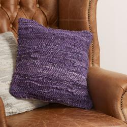 Rag cushion cover recycled leather purple 40x40cm