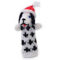 Finger puppet, dalmation dog with Christmas hat