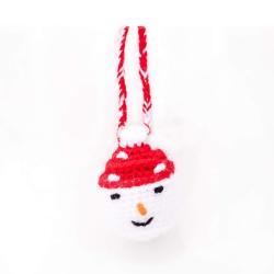 Hanging Hand Knitted Snowman Christmas Decoration Red Hat