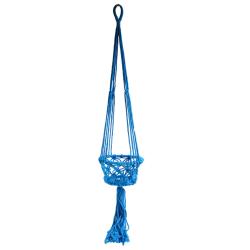 Hanging basket, macrame blue 17cm diameter