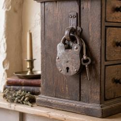 Single Upcycled Padlock with Key Approx 7 x 10 x 2cm