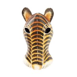 Mask Albesia Wood Big Cat Orange Black Stripes 20cm