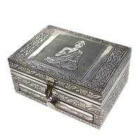 Aluminium jewellery/trinket box, Buddha, 17.5x12.5x8.5cm