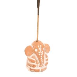 Ceramic white washed incense holder elephant