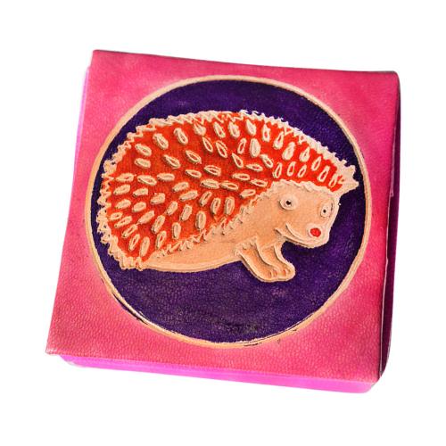 Leather coin purse hedgehog