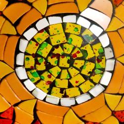 Bowl glass mosaic, sun design 30cm diameter