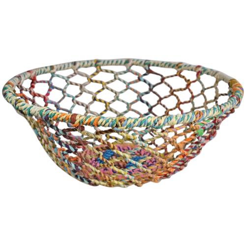 Round basket recycled material, multicoloured 45cm diameter