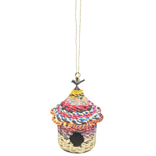 Bird House Recycled Fabric Round 20 x 20 x 28cm