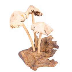 Handcrafted Wooden Three Toadstool Woodland Decoration