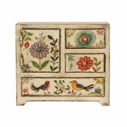 Mini Chest Mango Wood 1 Door + 3 Drawers Garden 21x11x19cm