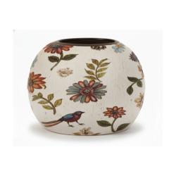 T-lite Holder Mango Wood Garden Round 9x9x6.5cm