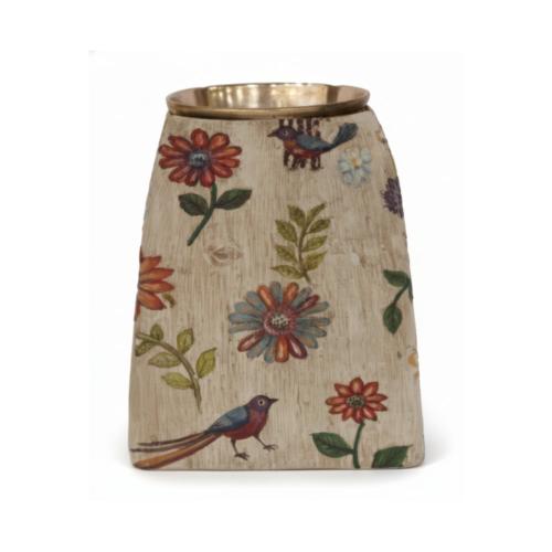 T-lite Holder Mango Wood Garden 9x9x10cm