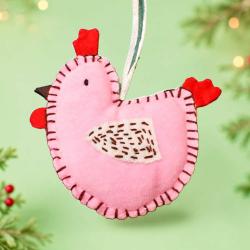 Handmade Felt Hen Christmas Decoration