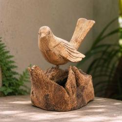Hand-Carved Bird on Gamal Root Sculpture