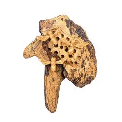 Hand-Carved Wild Bee Hive with Three Bees
