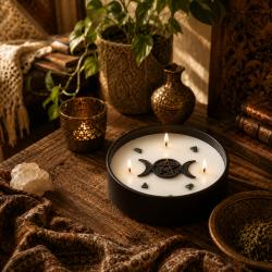 Candle with Gemstone Esoteric Eye of Providence, Sage + White Tea 200g