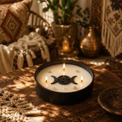 Candle with Gemstone Esoteric Boho Dreams, Myrrh + Sandalwood 200g